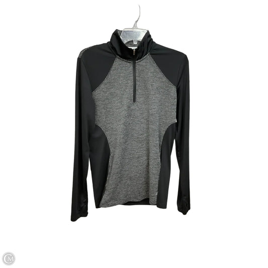 Athletic Top Long Sleeve Collar By Adidas In Black & Grey, Size: M