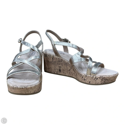 Sandals Heels Wedge By Life Stride In Gold, Size: 8.5