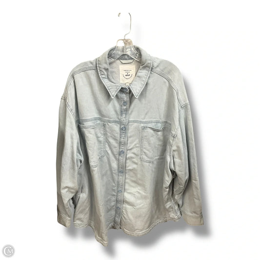 Top Long Sleeve By American Eagle In Blue Denim, Size: Xxl