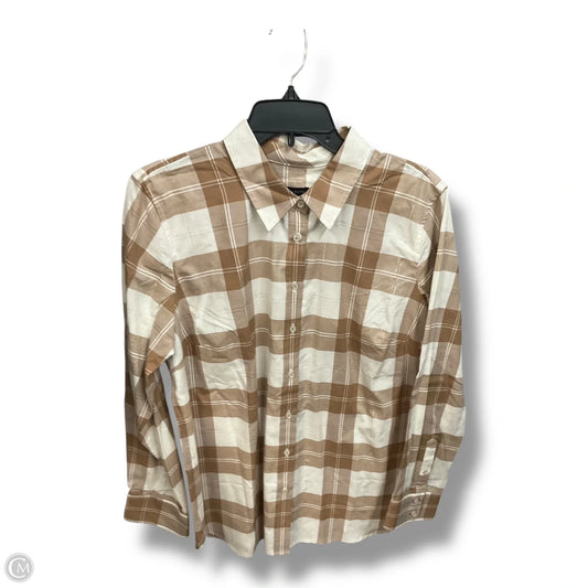 Blouse Long Sleeve By Talbots In Plaid Pattern, Size: L