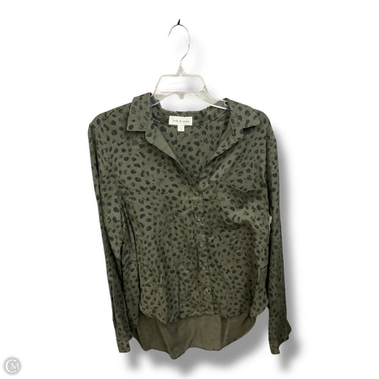 Blouse Long Sleeve By Cloth & Stone In Black & Green, Size: L