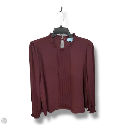 Blouse Long Sleeve By Cece In Maroon, Size: L
