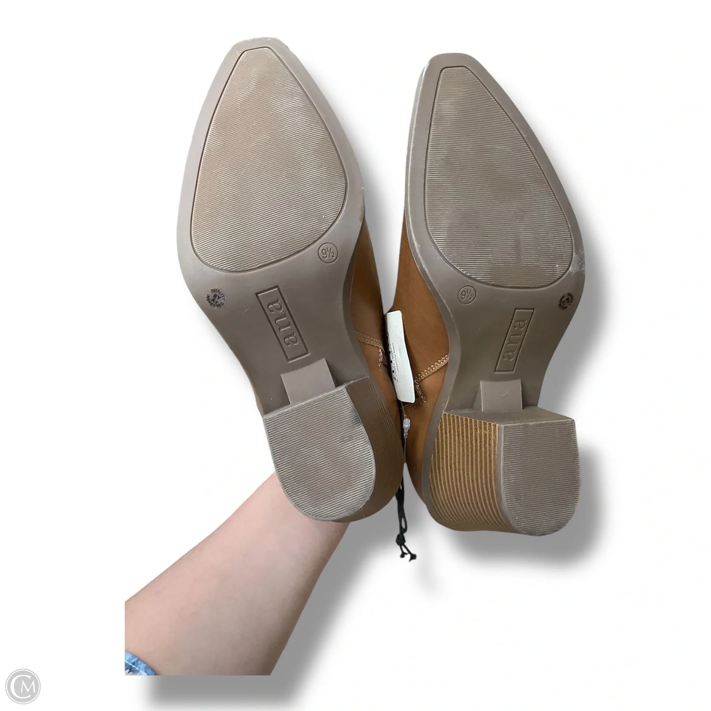 Boots Ankle Heels By Ana In Brown, Size: 9.5