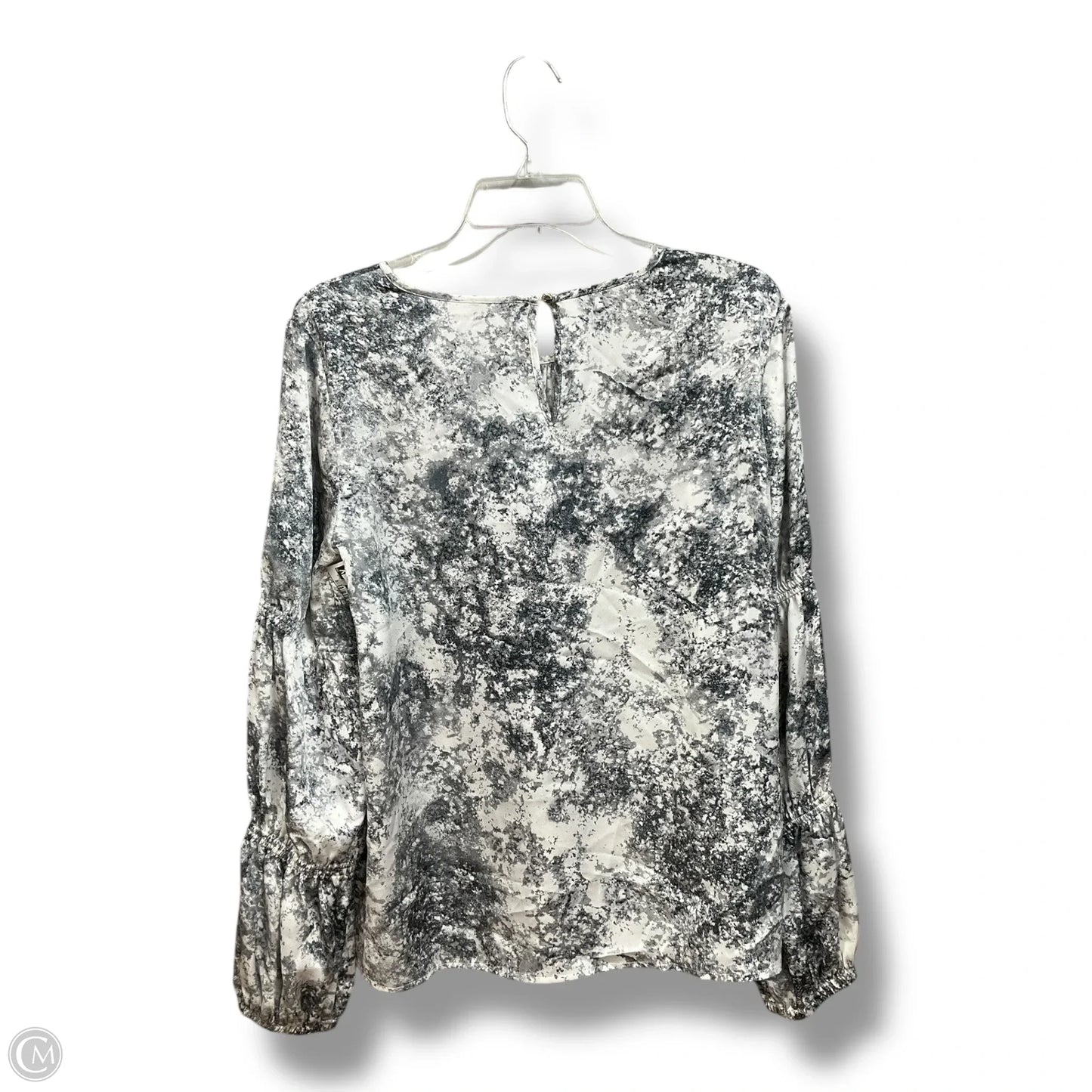 Blouse Long Sleeve By Vince Camuto In Grey & White, Size: M