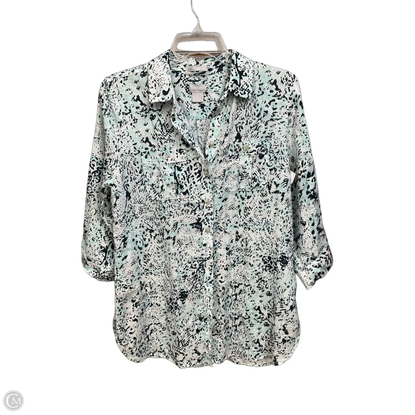 Tunic 3/4 Sleeve By Chicos In Snakeskin Print, Size: 2