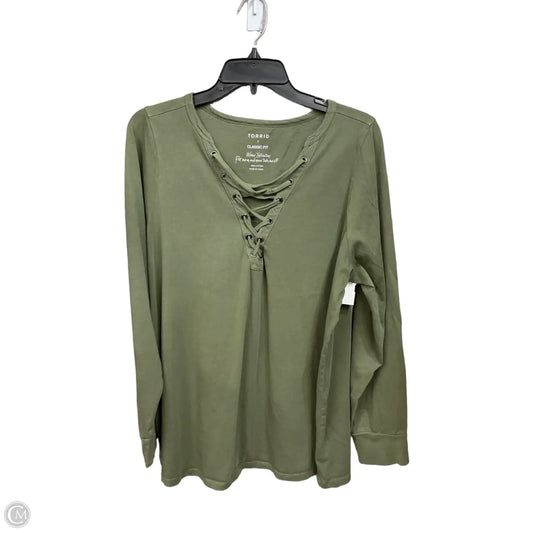 Top Long Sleeve By Torrid In Green, Size: 1x