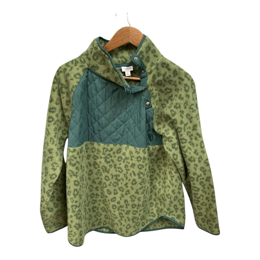 Top Long Sleeve Fleece Pullover By J Crew O In Green, Size: L