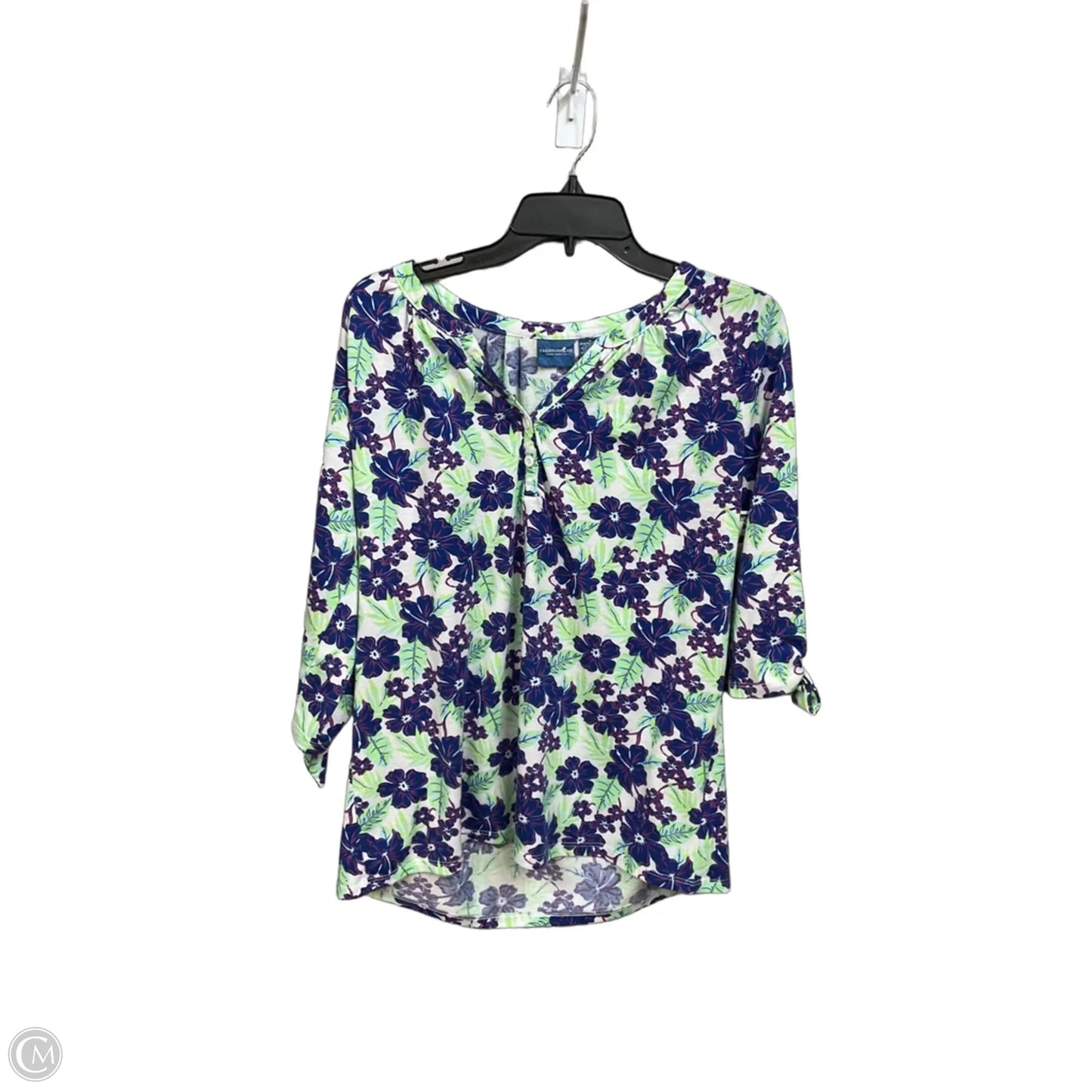 Top Long Sleeve By Caribbean Joe In Floral Print