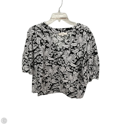 Top Short Sleeve By Loft In Black & White, Size: Xl