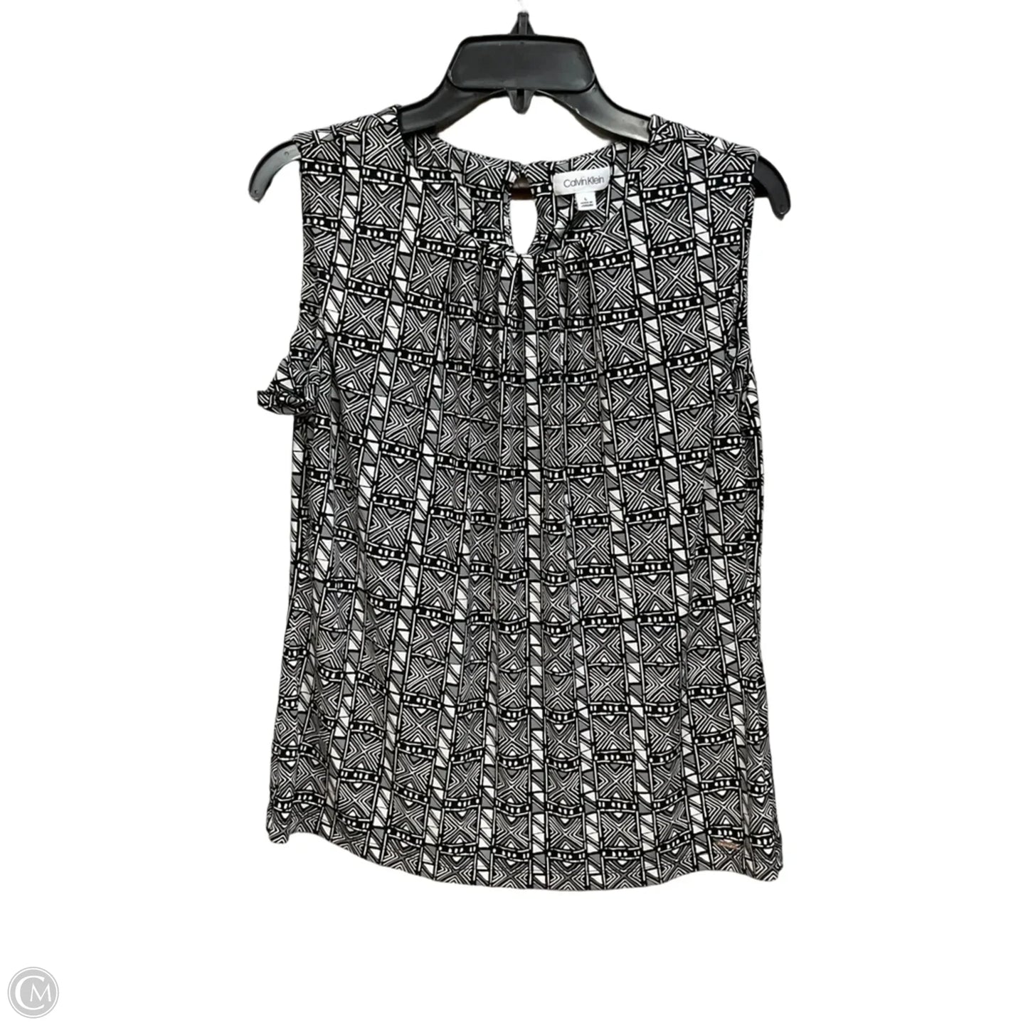 Top Sleeveless By Calvin Klein In Black & White, Size: L