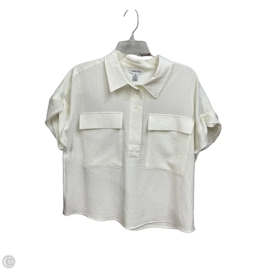 Blouse Short Sleeve By Calvin Klein In Cream, Size: L