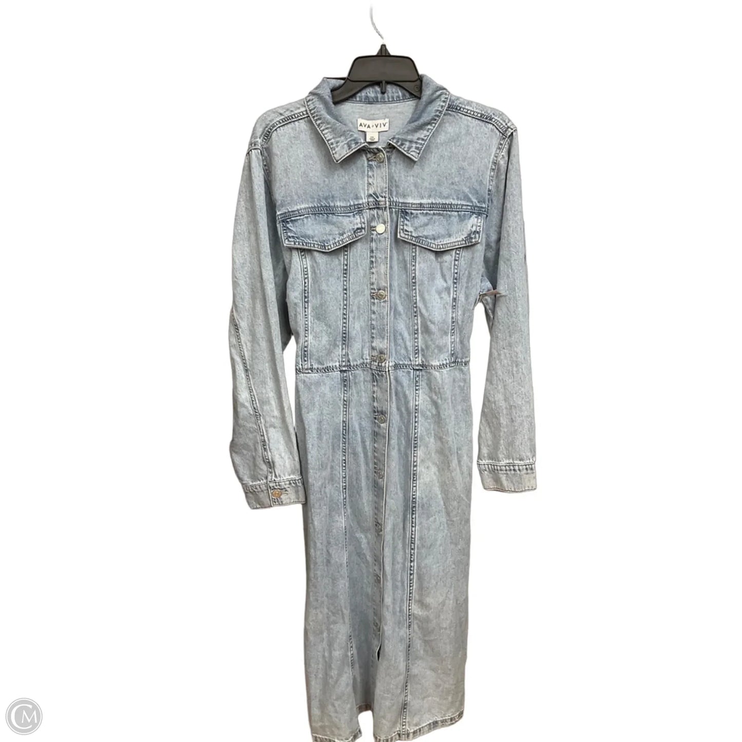 Dress Casual Midi By Ava & Viv In Blue Denim, Size: Xxl