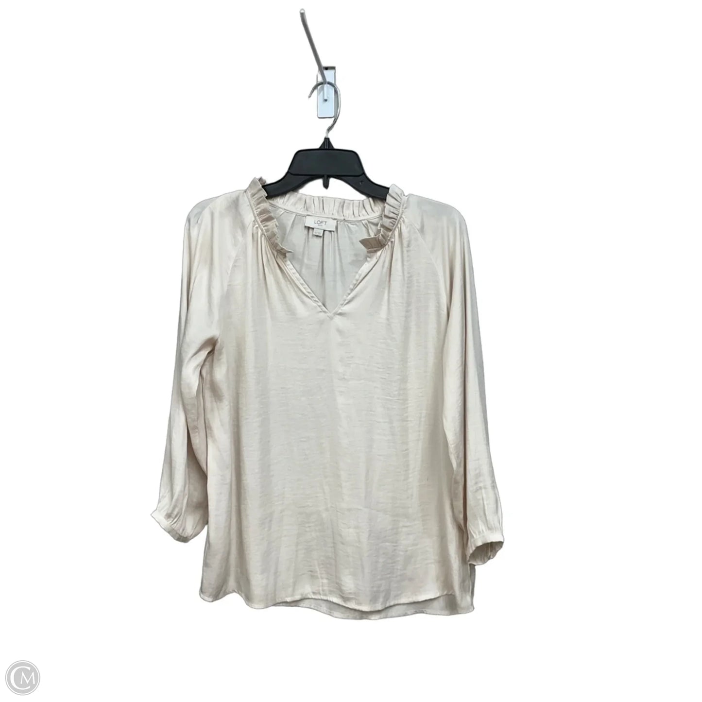 Blouse Long Sleeve By Loft In Tan, Size: Xs