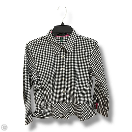 Blouse Long Sleeve By Ralph Lauren In Checkered Pattern, Size: M