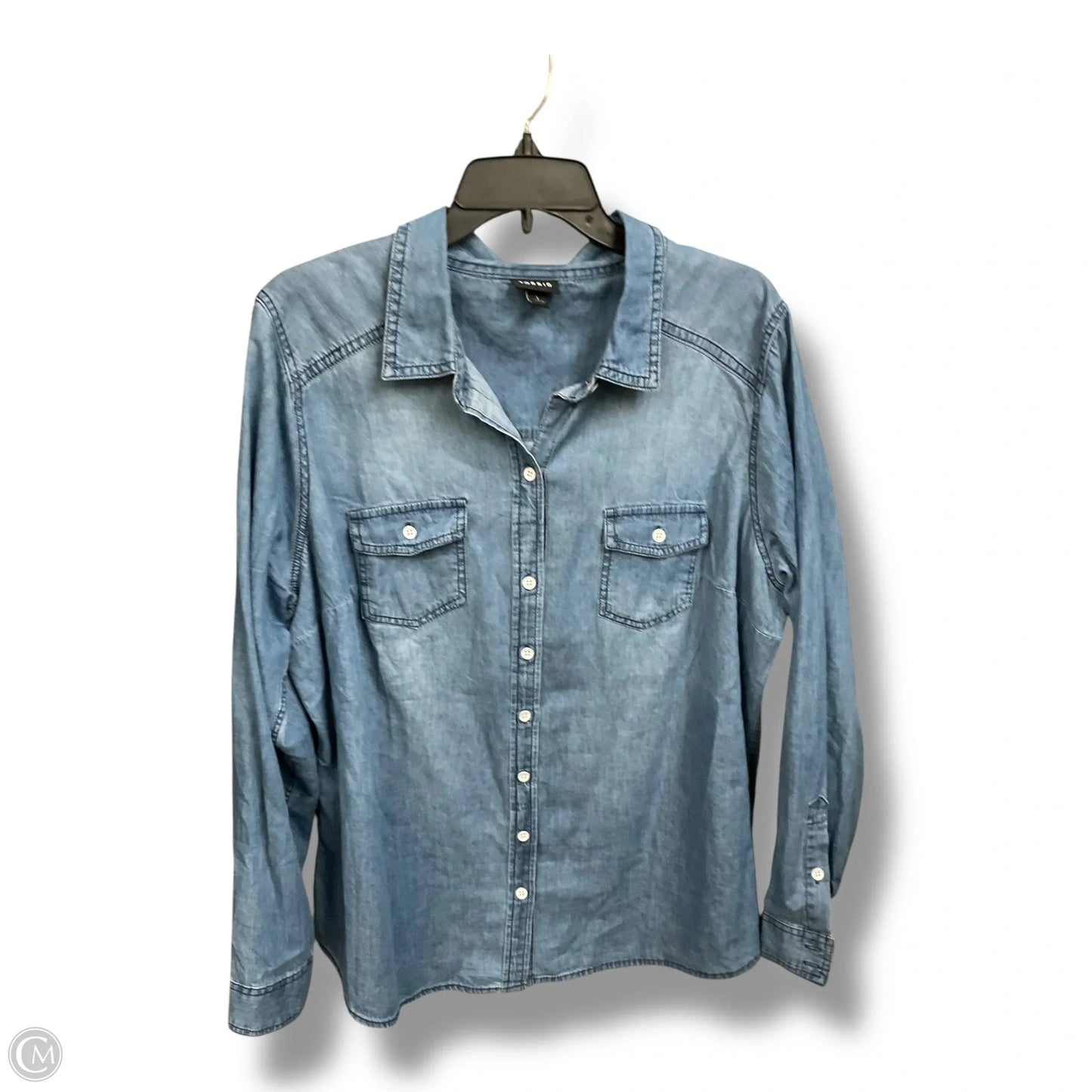 Top Long Sleeve By Torrid In Blue Denim, Size: 1x