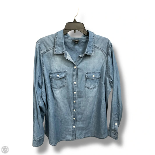 Top Long Sleeve By Torrid In Blue Denim, Size: 1x
