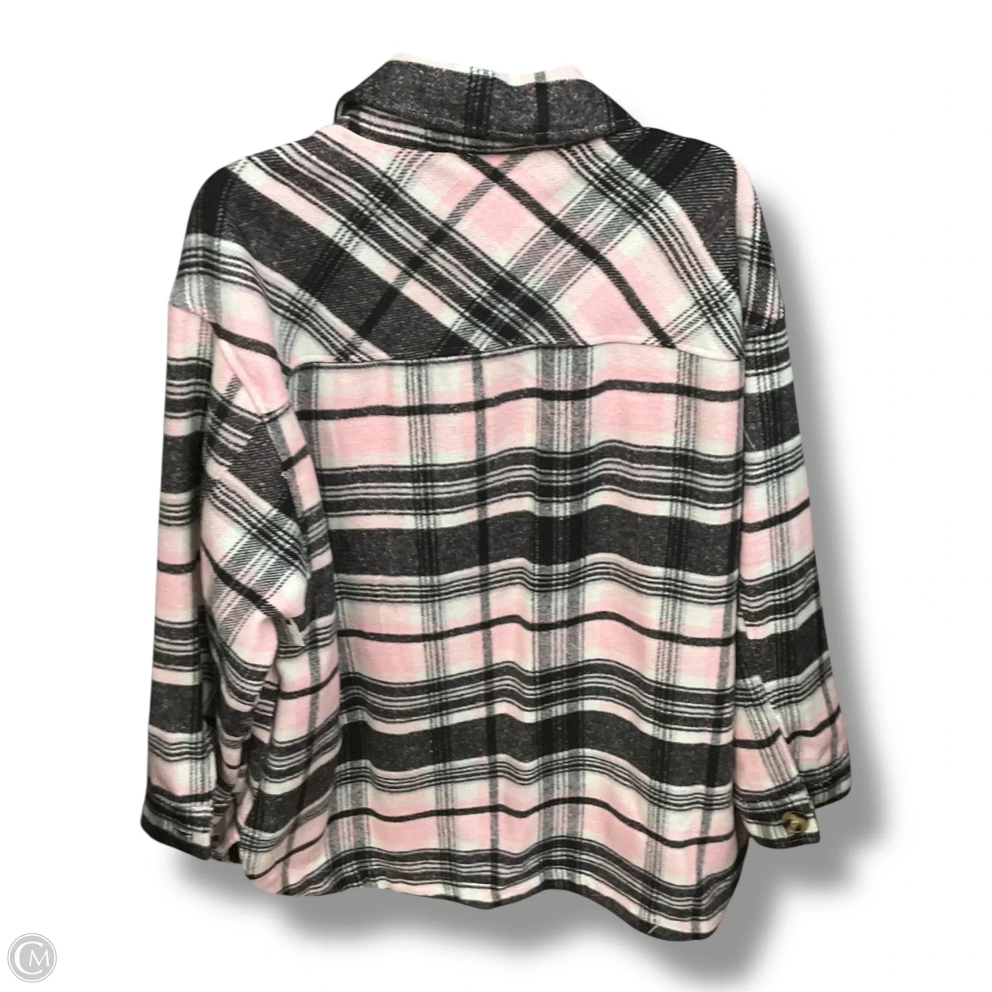 Jacket Shirt By Clothes Mentor In Black & Pink, Size: Xl