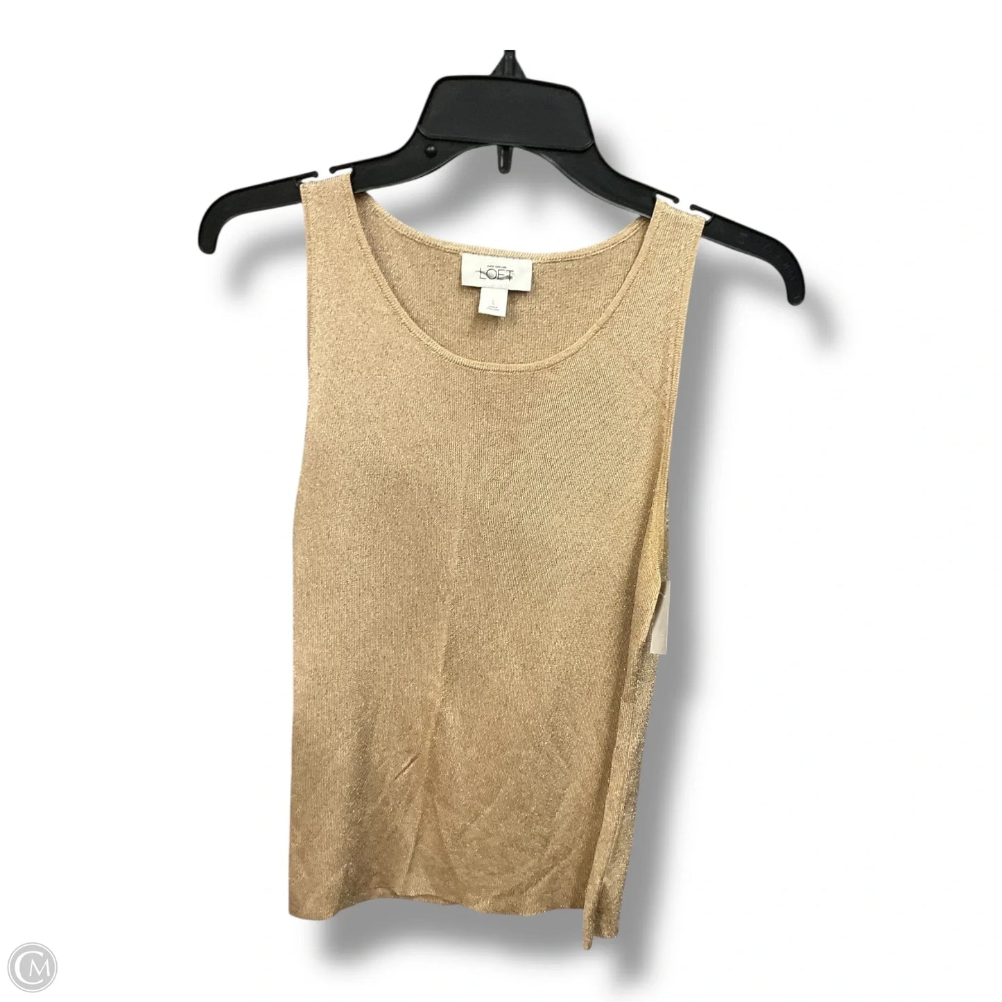 Top Sleeveless By Loft In Gold, Size: L
