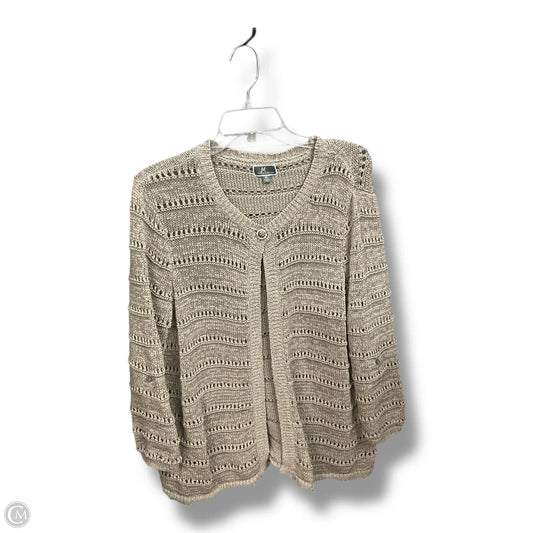 Cardigan By Jm Collections In Tan, Size: Xl