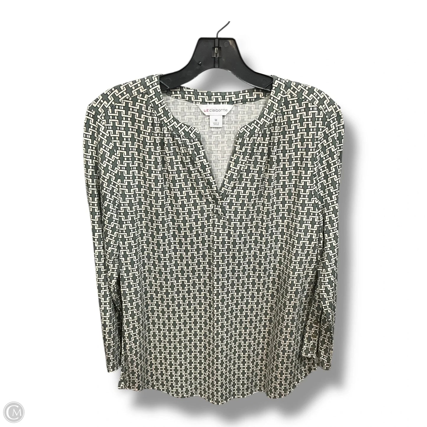 Top 3/4 Sleeve By Liz Claiborne In Green, Size: M