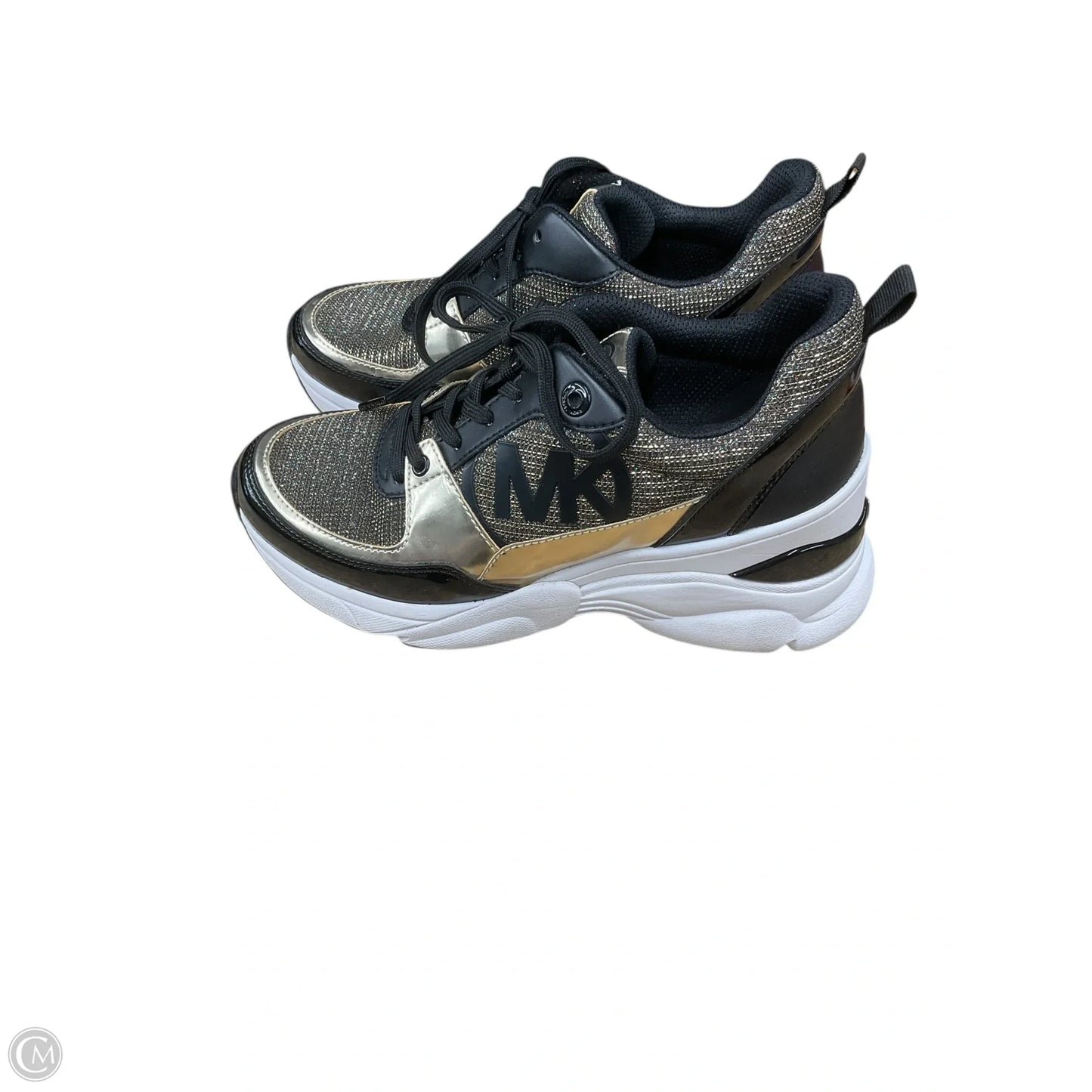 Shoes Designer By Michael Kors In Black & Gold, Size: 8.5