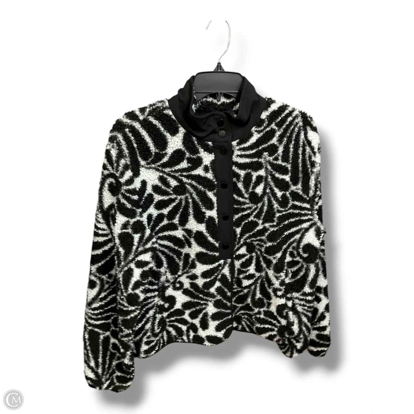 Jacket Faux Fur & Sherpa By Liz Claiborne In Black & White, Size: M