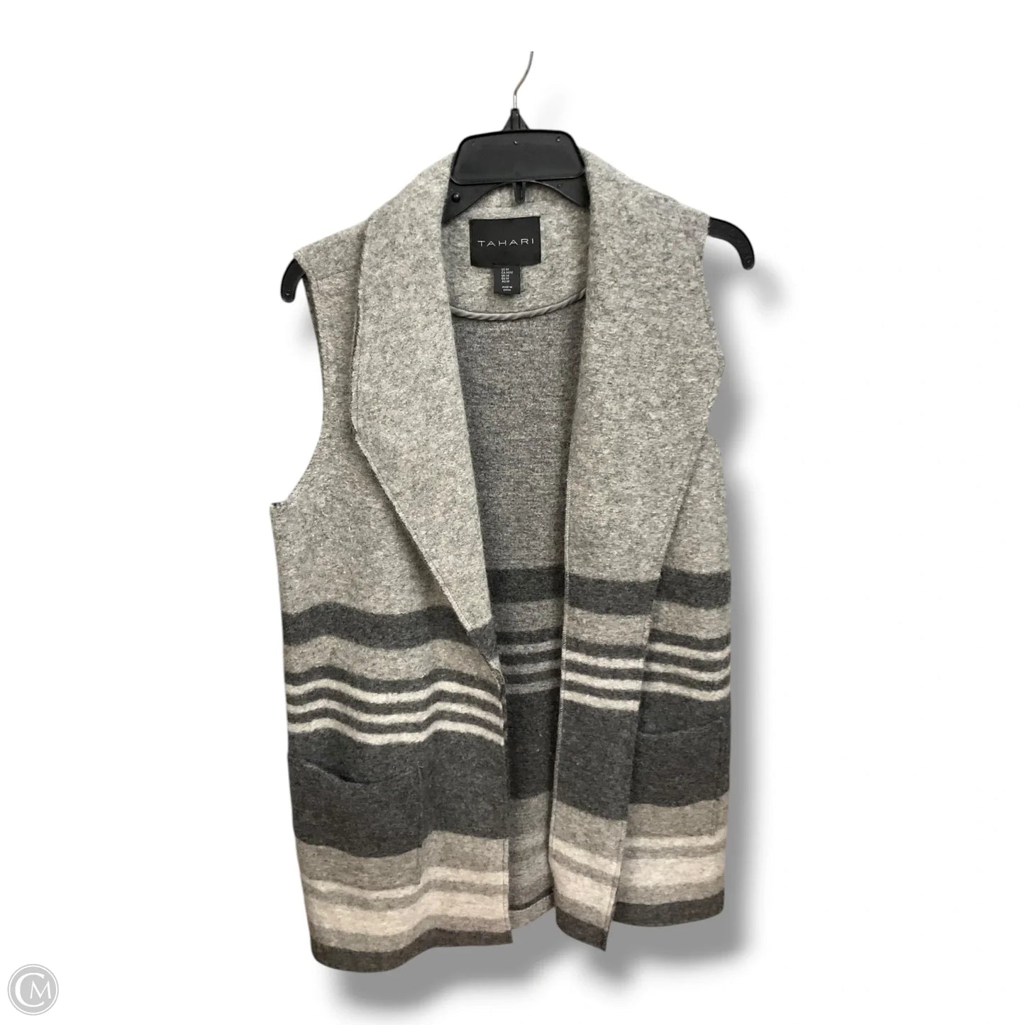 Vest Sweater By Tahari In Grey, Size: M