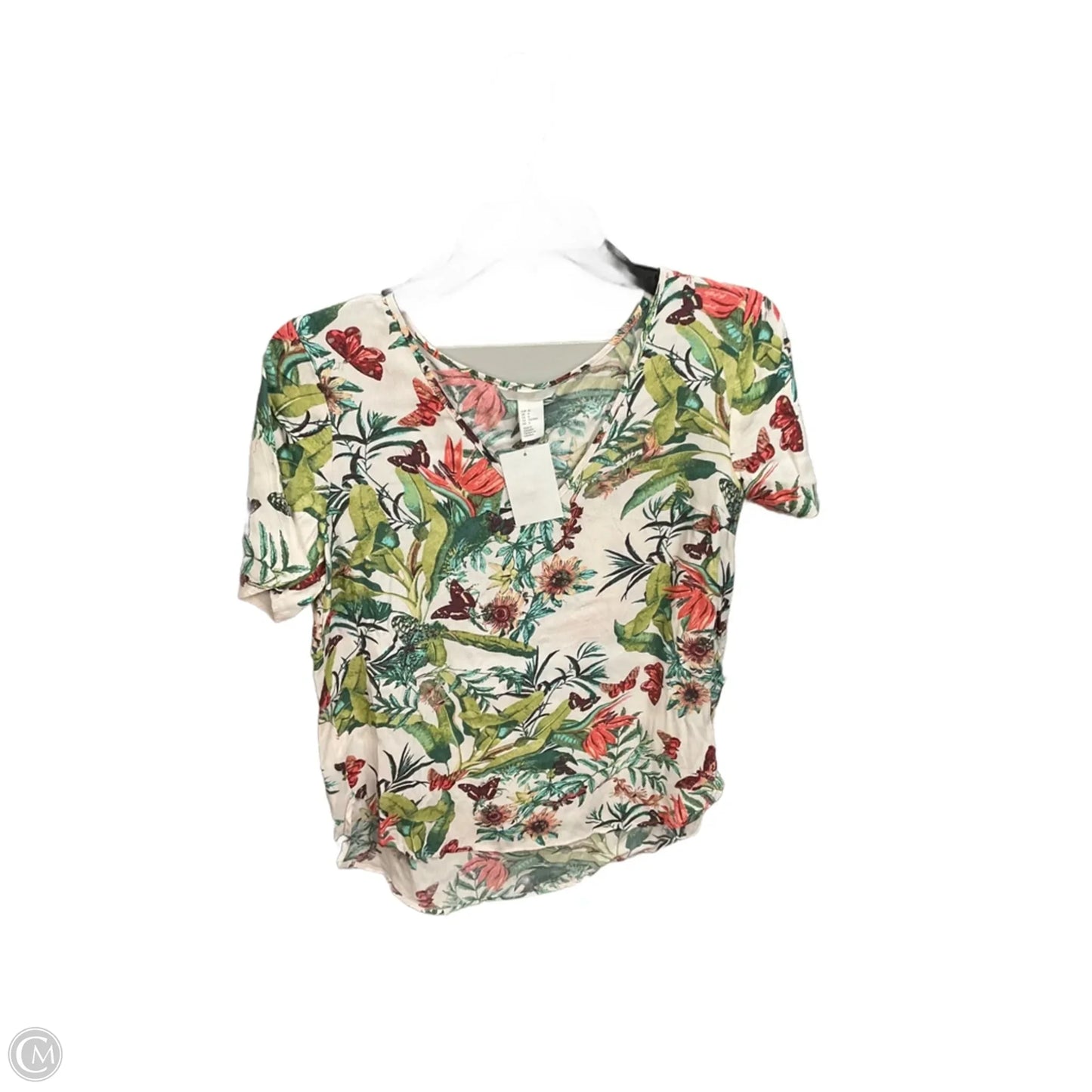 Top Short Sleeve By H&m In Floral Print, Size: S