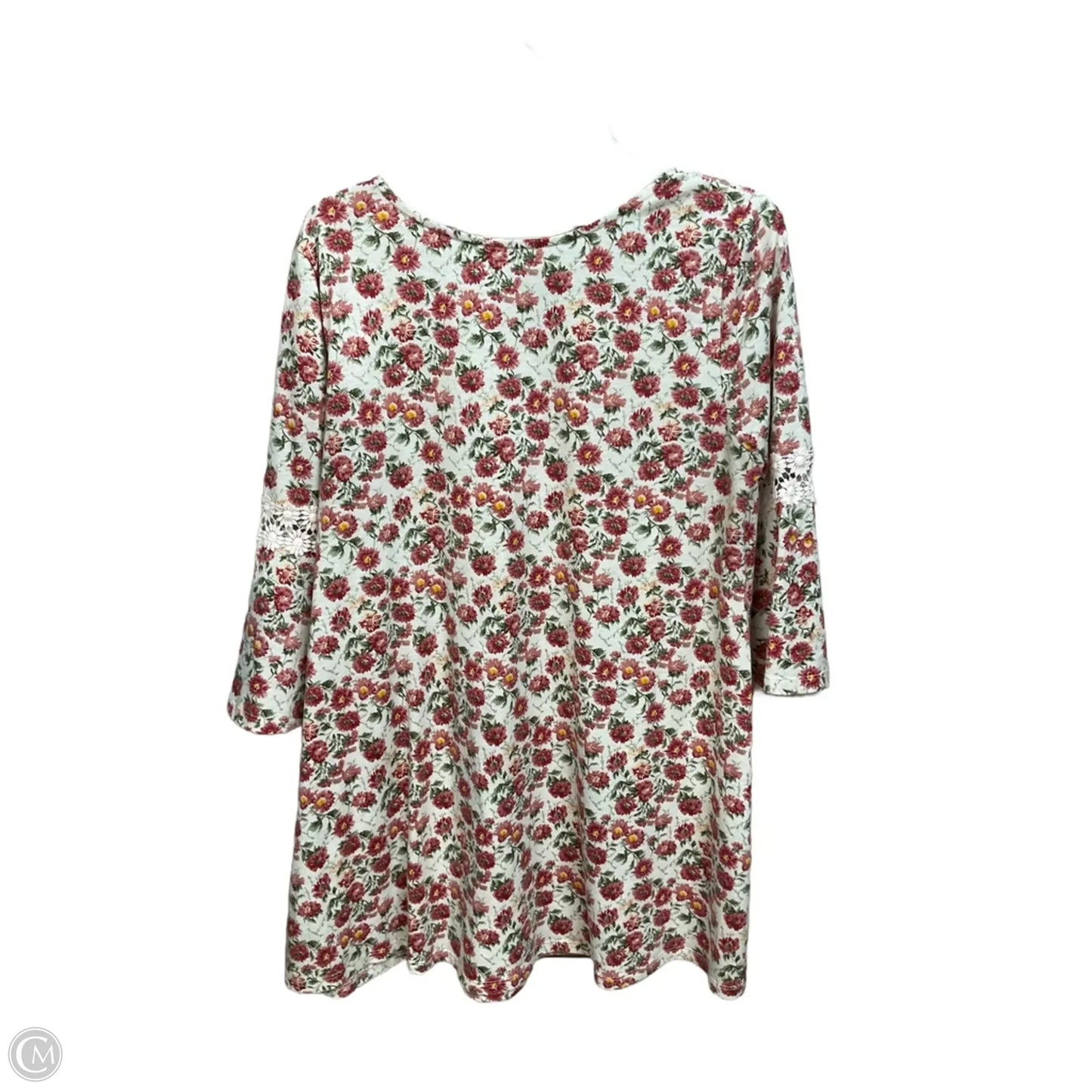 Tunic 3/4 Sleeve By Clothes Mentor In Floral Print, Size: L