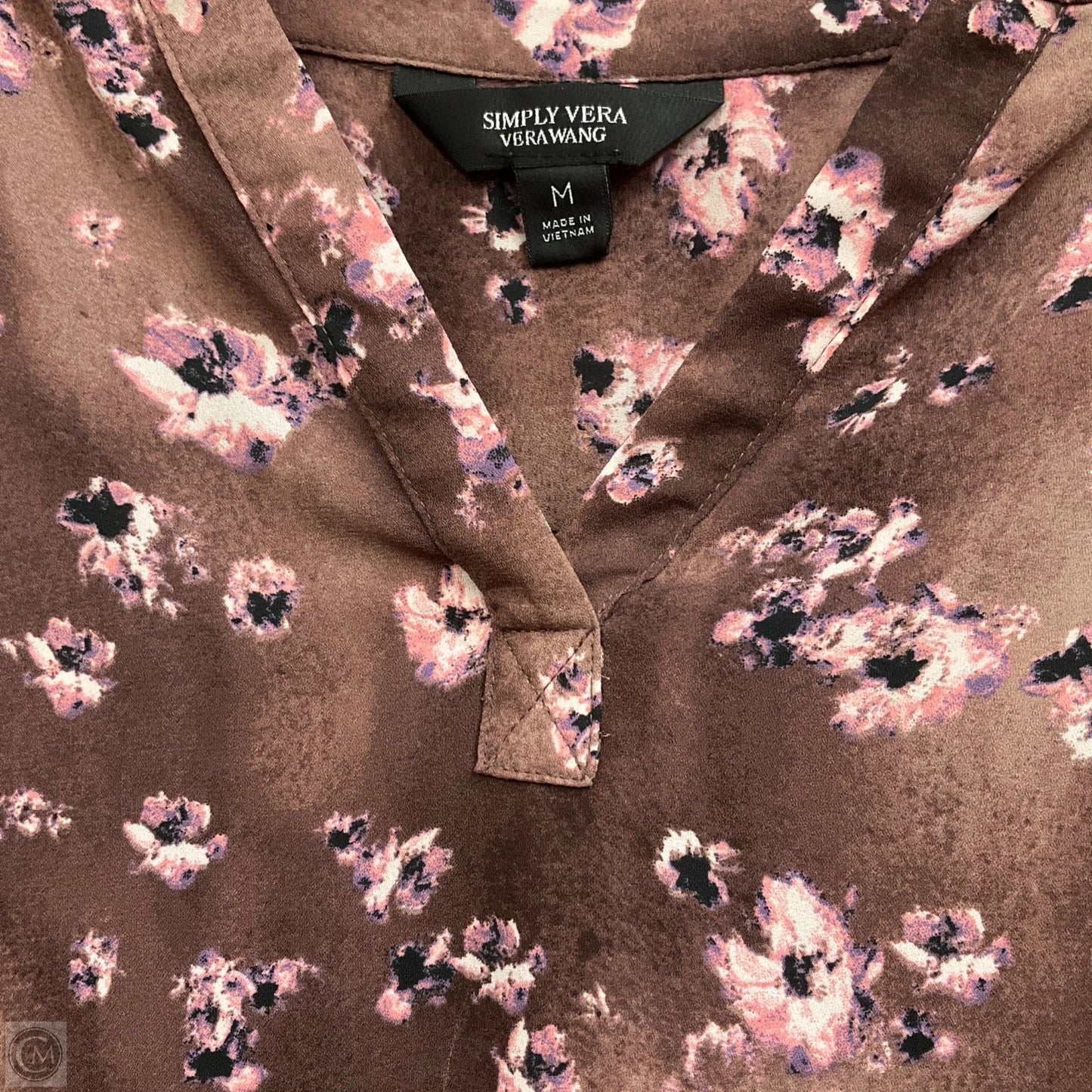 Blouse Long Sleeve By Simply Vera In Floral Print, Size: M