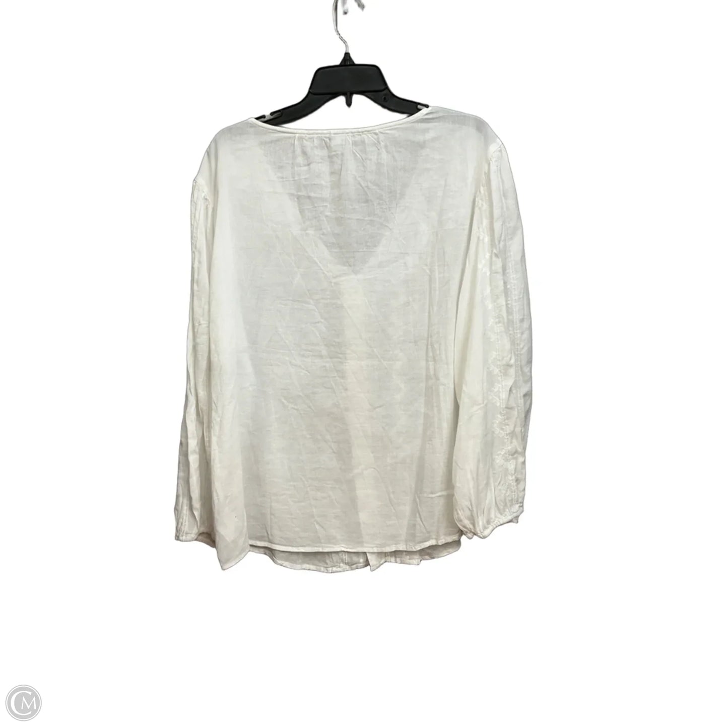 Blouse Long Sleeve By Old Navy In White, Size: L