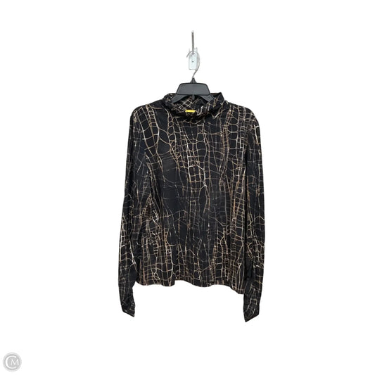 Top Long Sleeve By St. John In Black & Tan, Size: Xl