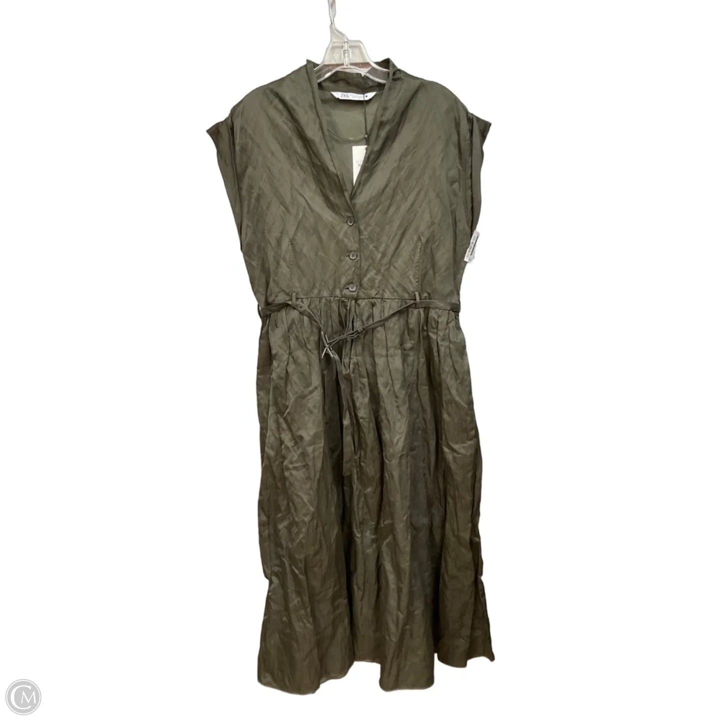 Dress Casual Midi By Zara In Green, Size: Xl