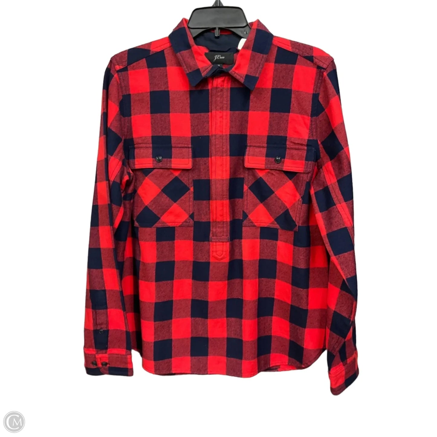 Top Long Sleeve By J. Crew In Checkered Pattern, Size: M