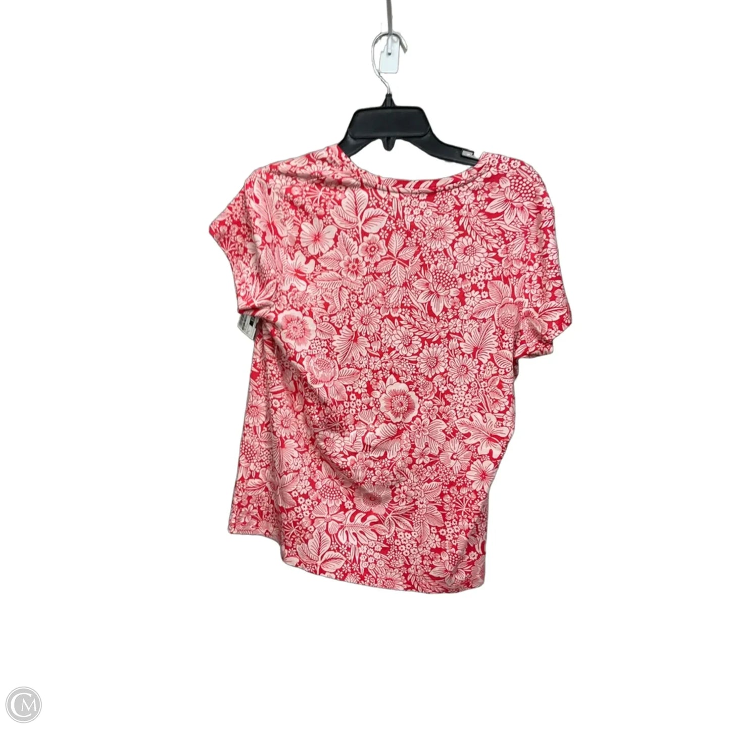 Top Short Sleeve By Croft And Barrow In Pink & White, Size: L