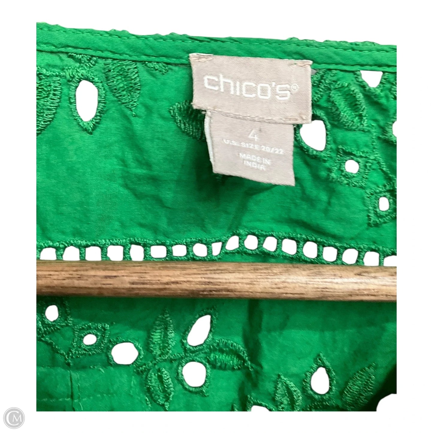 Blouse 3/4 Sleeve By Chicos In Green, Size: 4x
