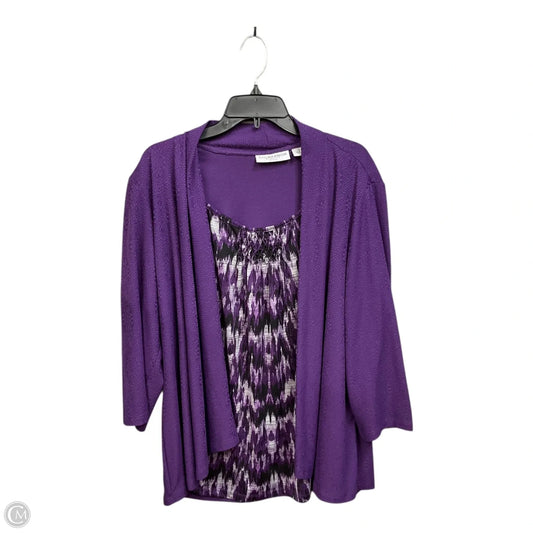 Top 3/4 Sleeve By Sag Harbor In Purple, Size: 1x