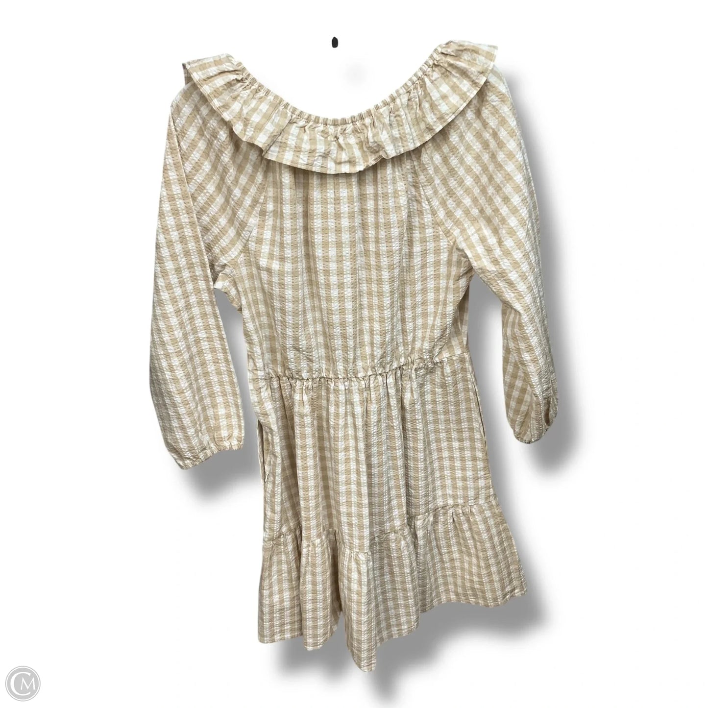Dress Casual Midi By J. Crew In Tan & White, Size: L