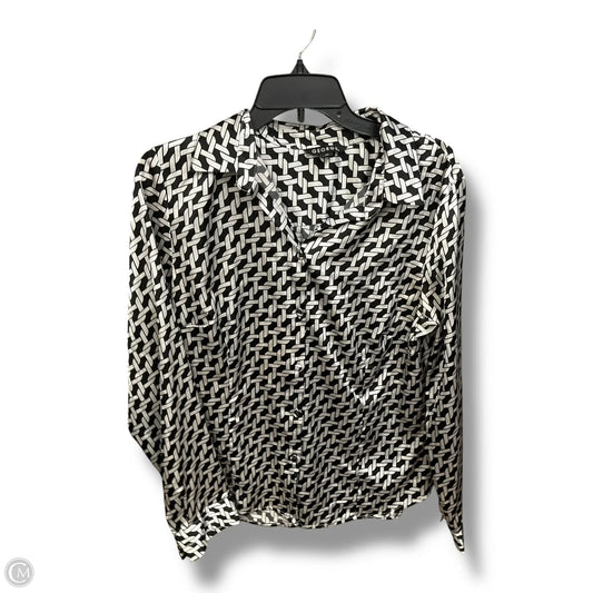 Blouse Long Sleeve By George In Black & White, Size: L