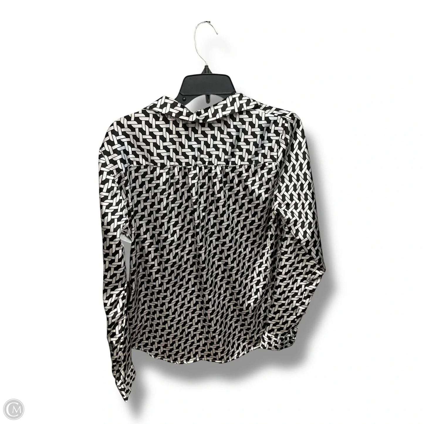 Blouse Long Sleeve By George In Black & White, Size: L