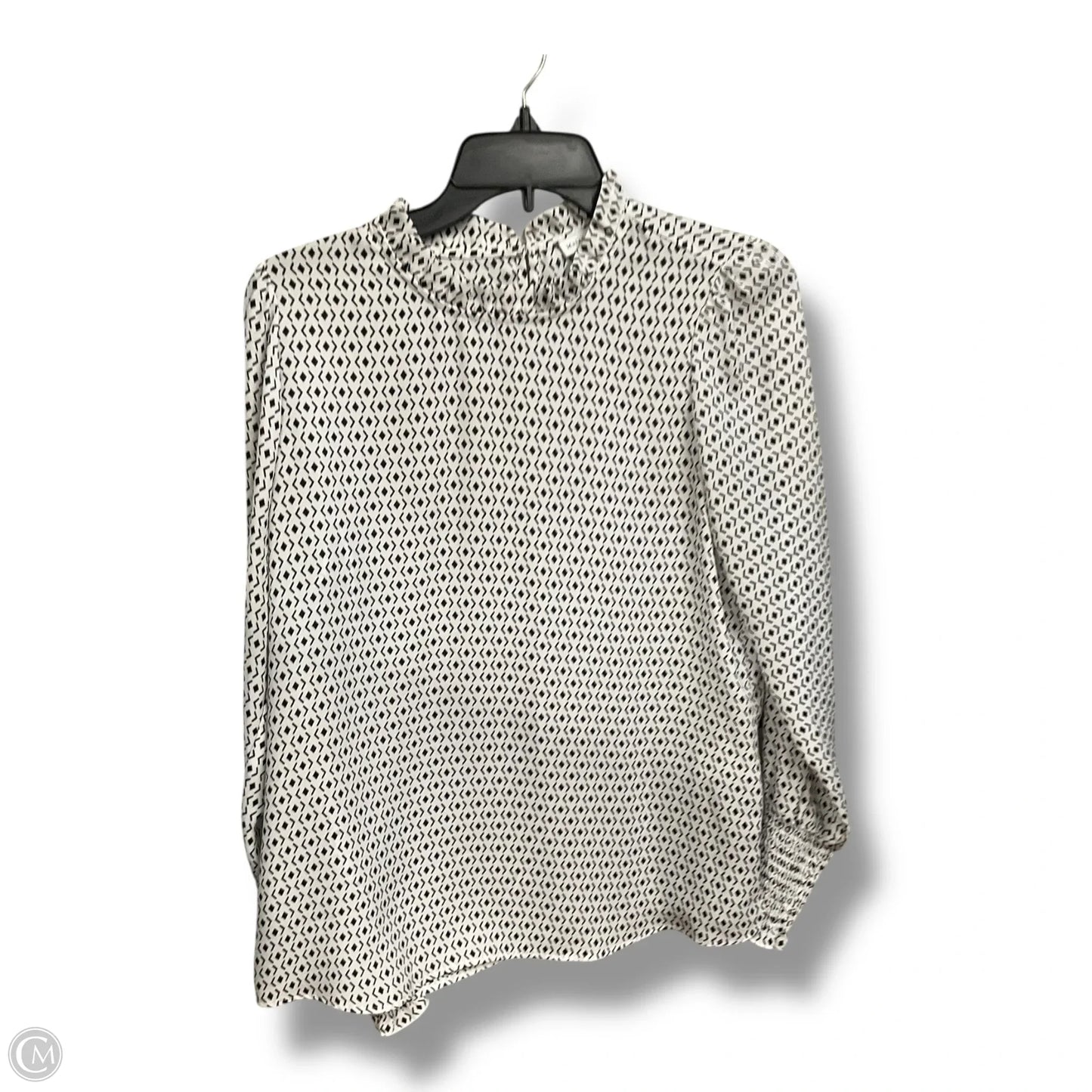 Blouse Long Sleeve By Madison In Black & White, Size: M