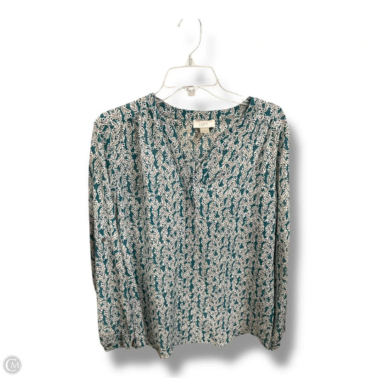 Blouse Long Sleeve By Loft In Green, Size: L