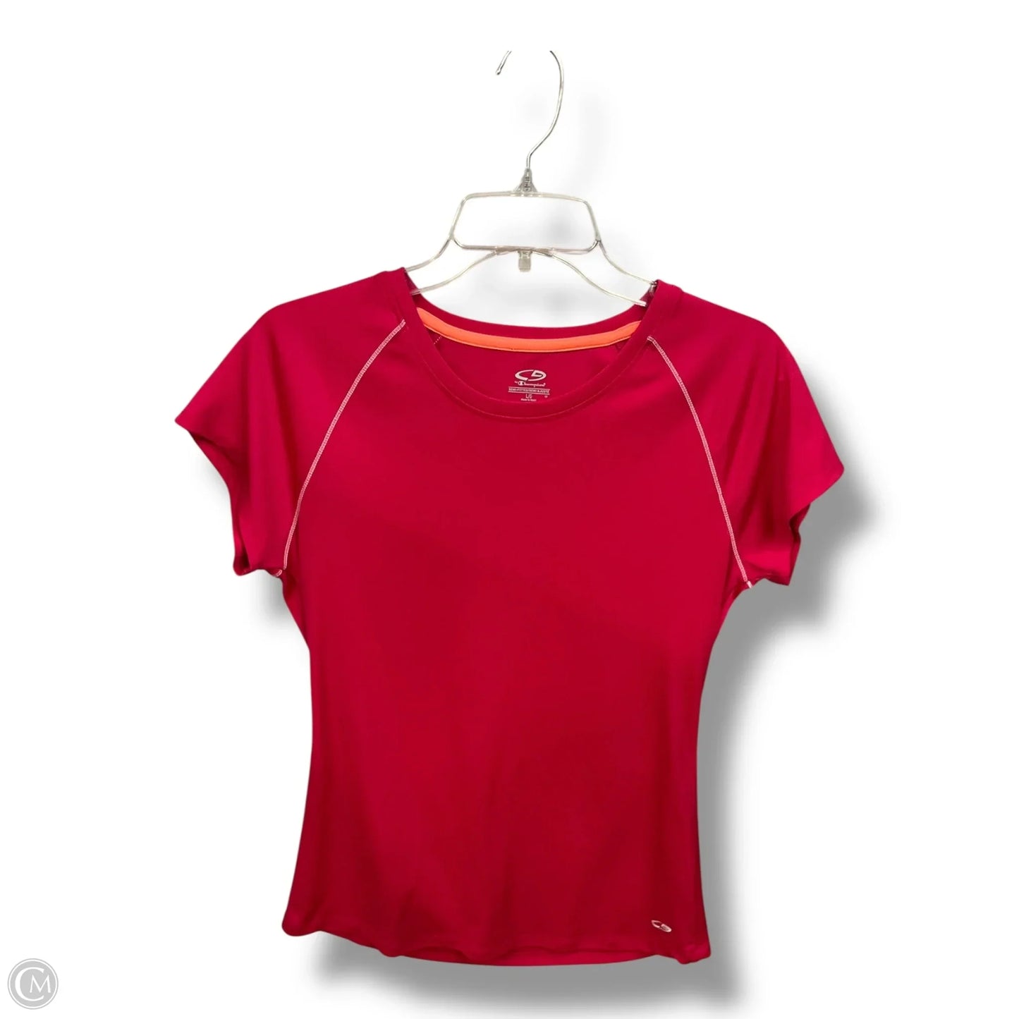 Athletic Top Short Sleeve By Champion In Pink, Size: L