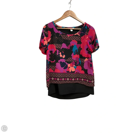 Blouse Short Sleeve By Dana Buchman In Black, Size: S