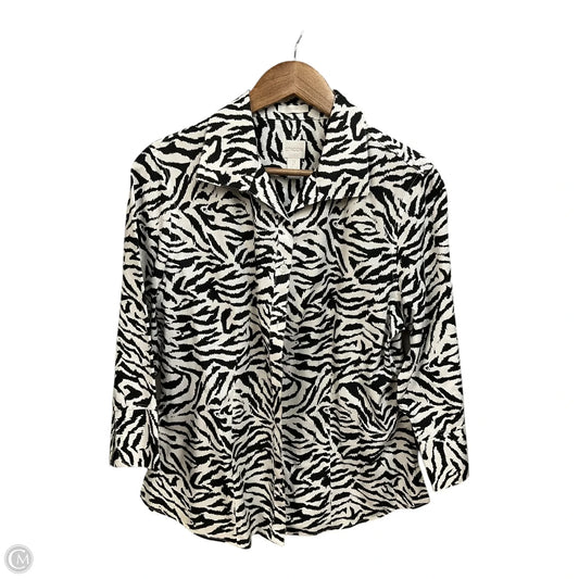 Blouse Long Sleeve By Chicos In Black & White, Size: 2x