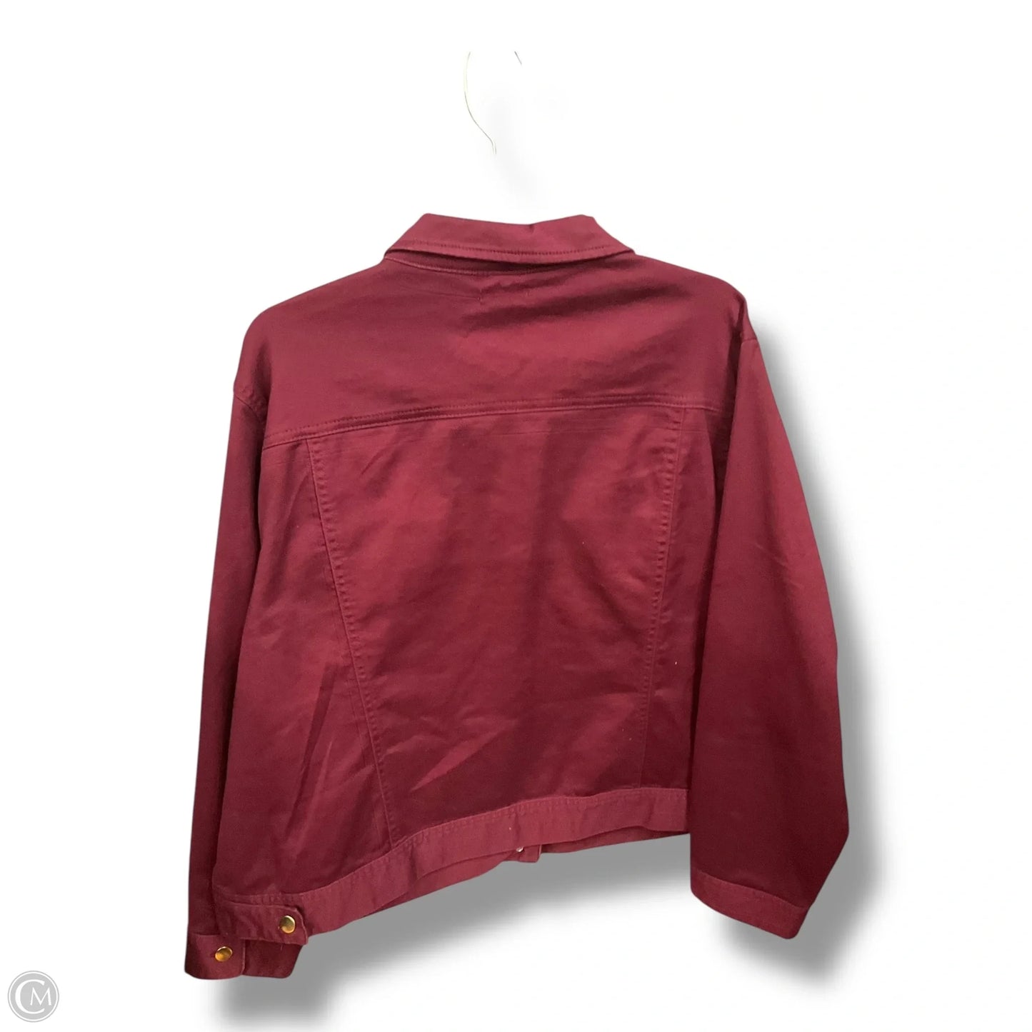 Jacket Denim By Iman Hsn In Maroon, Size: 2x