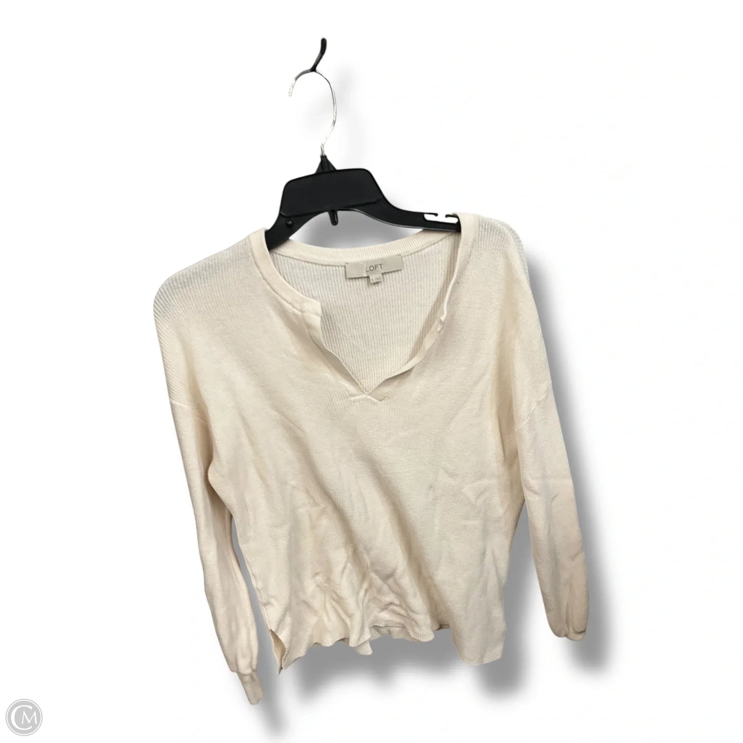 Top Long Sleeve By Loft In Ivory, Size: M