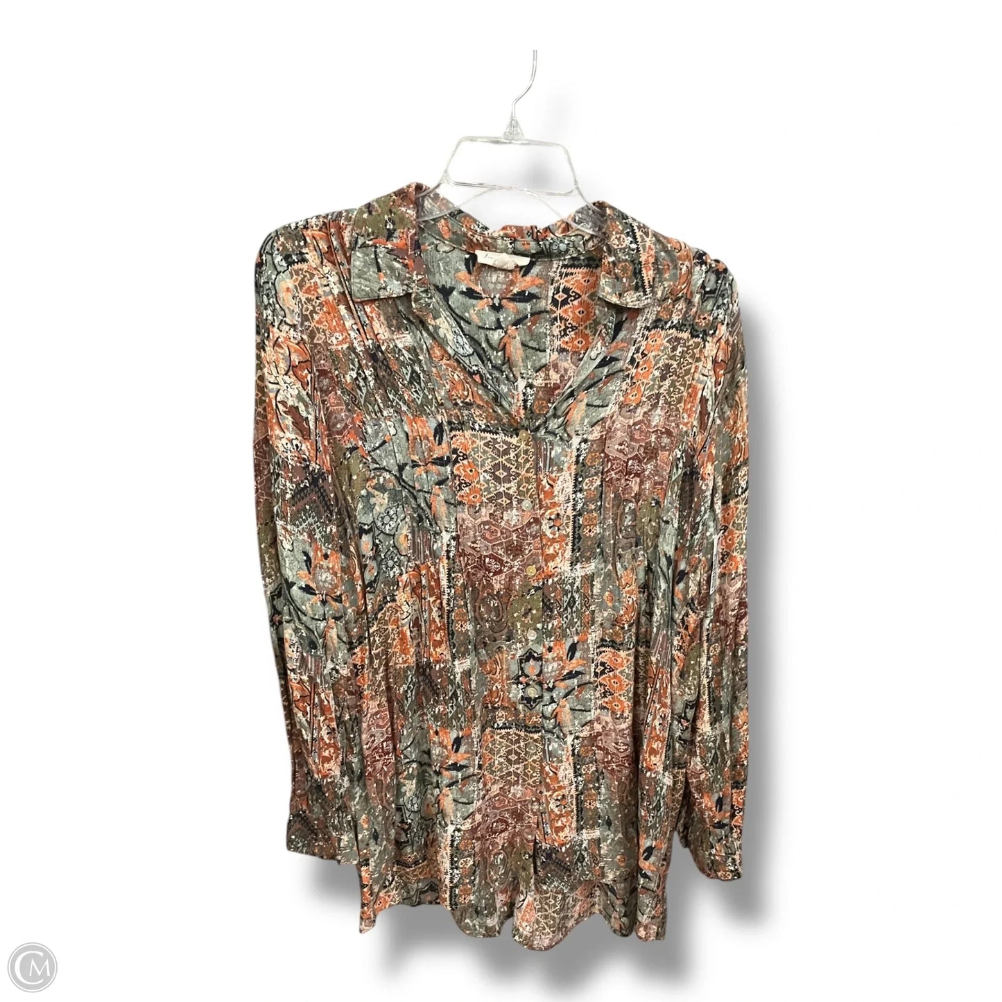 Blouse Long Sleeve By Jane And Delancey In Multi-colored, Size: M