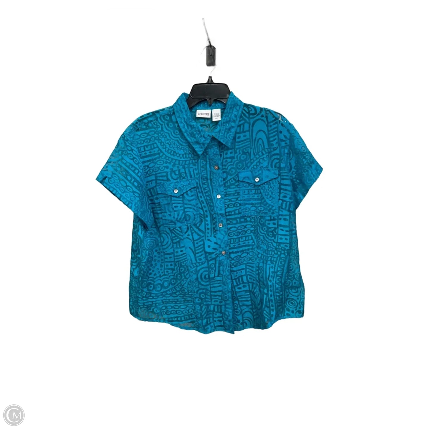 Top Short Sleeve By Chicos In Blue, Size: Xl