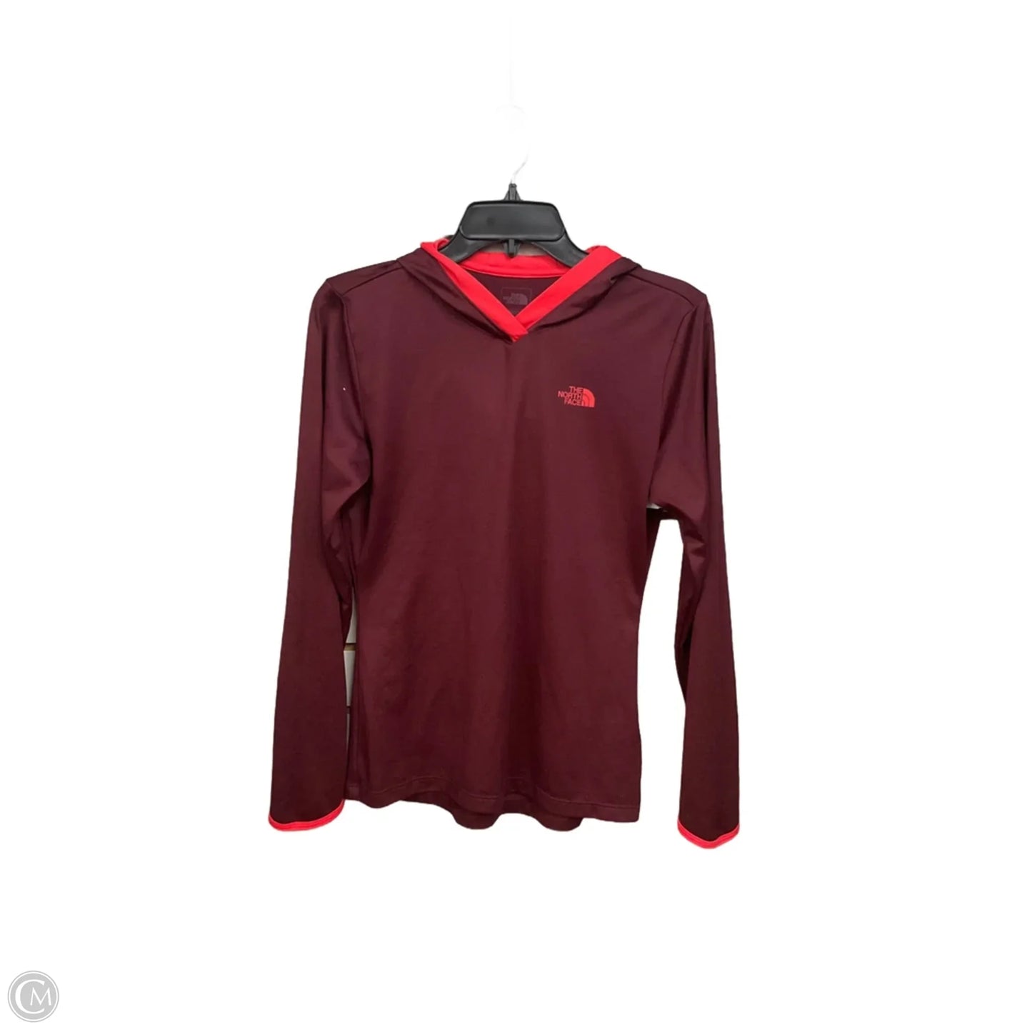 Athletic Top Long Sleeve Hoodie By The North Face In Maroon, Size: S